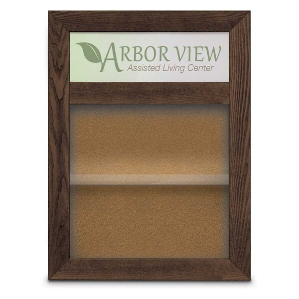 Outdoor Enclosed Combo Board, 48"x36", Bronze Frame/Grey & Black